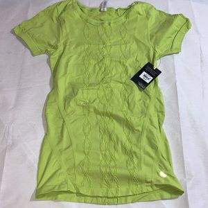 Colosseum bright lime green cable knit seamless sport top stretch y2k  L-XL new